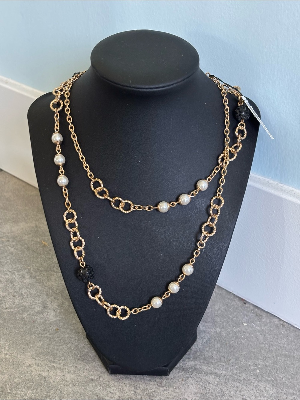 Talbots Gold-Tone Multi Strand Necklace with Pearl Accents